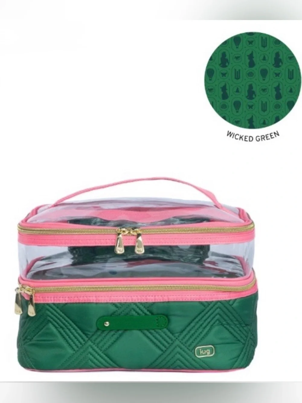 Lug x Wicked Whoosh Clearview Cosmetic Bag Case (Pink Green Glinda Elphaba Oz)